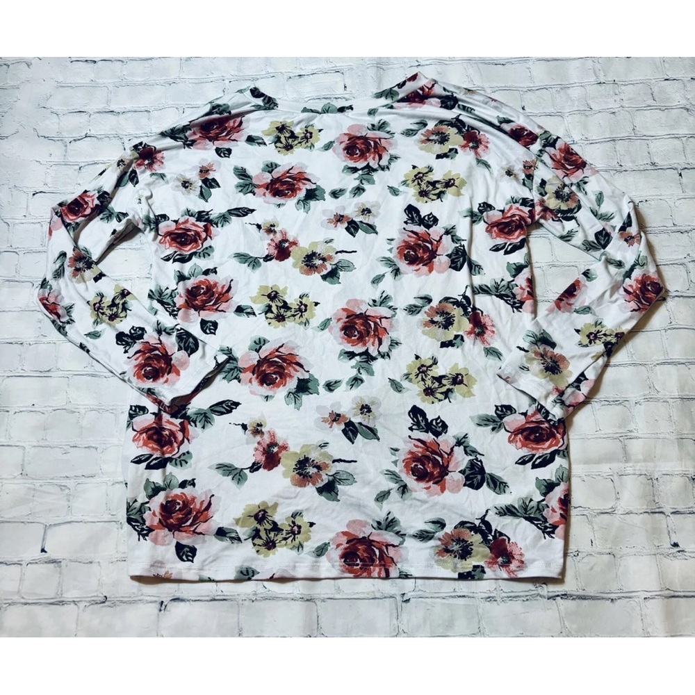 Viamour Women's L Tunic Top Floral Gathered Front LS Cottagecore Soft Made USA - Picture 7 of 9